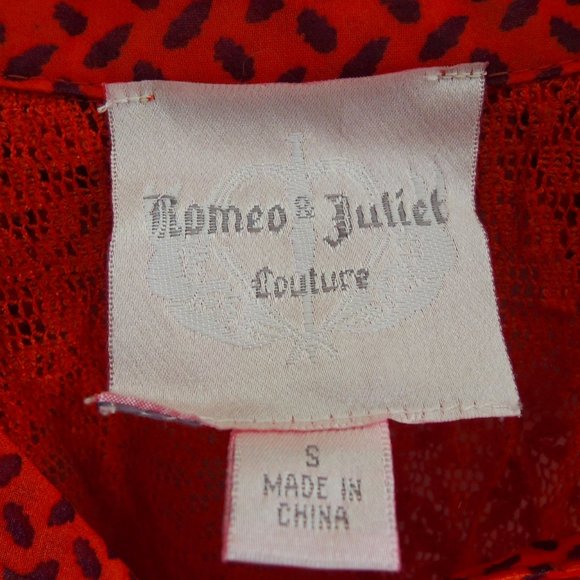 Romeo & Juliet Couture Sheer Orange Top Back Lace Cut Out S - Picture 10 of 10